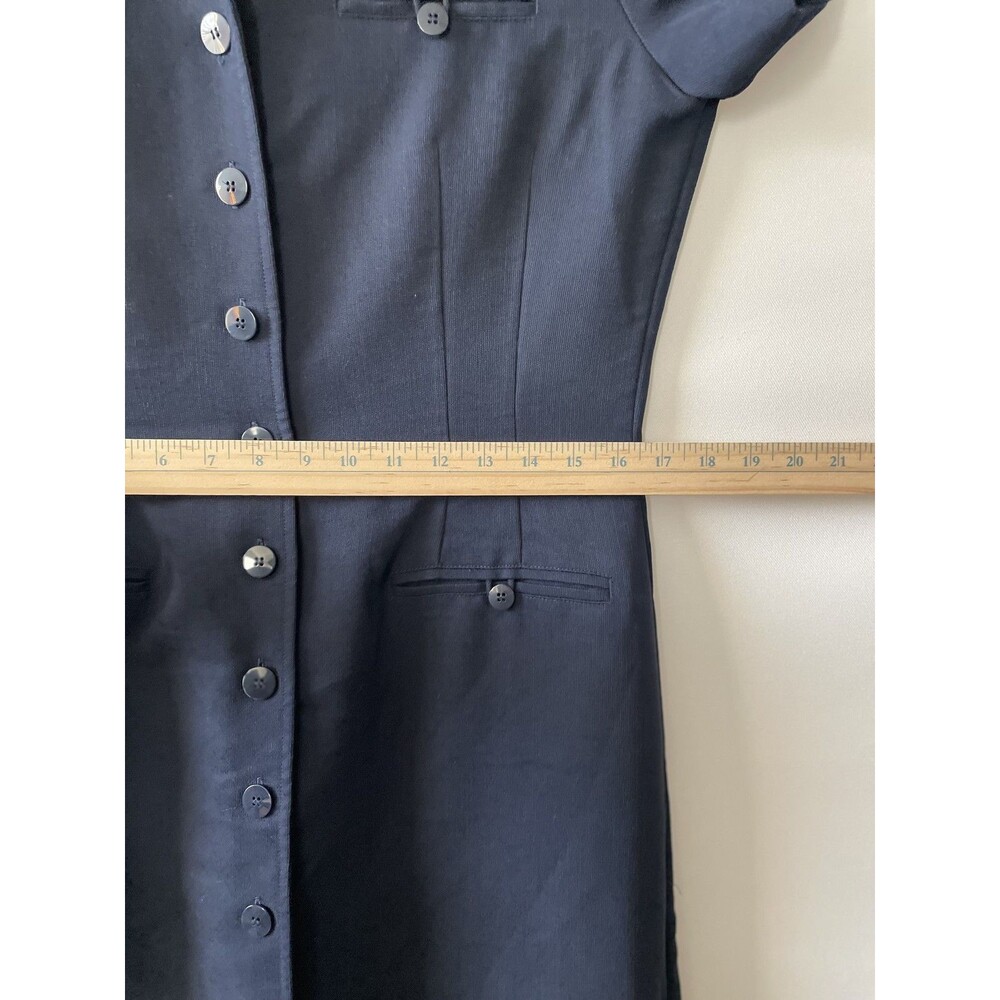 Vintage Y2K Amanda Smith Shirt Dress Collared Short Sleeve Button Front Navy 8 - Picture 9 of 12